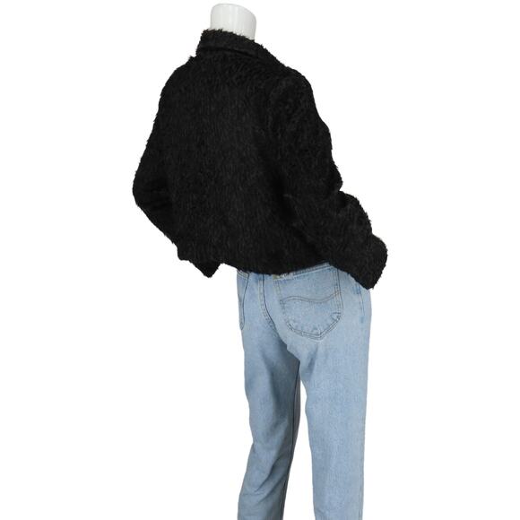 Vintage Rampage Outerwear Black Y2K Fuzzy Cropped Jacket - Picture 3 of 8